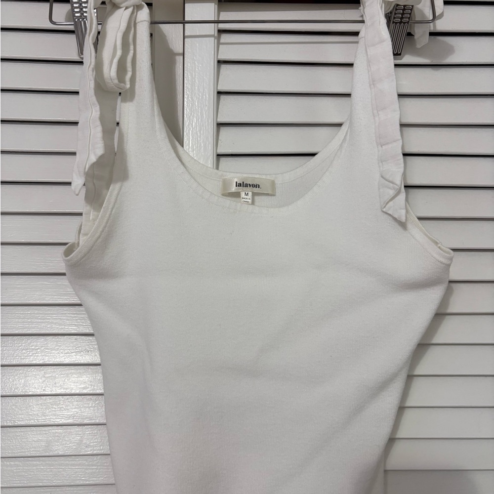 Lalavon White Tie-Strap Tank Top